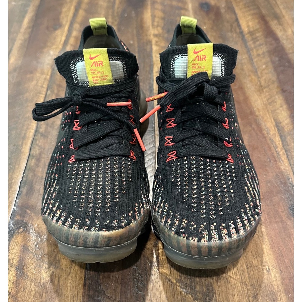 Nike Air VaporMax Flyknit 3 Women Black Multi Color Running Shoes size 7 - Picture 2 of 8